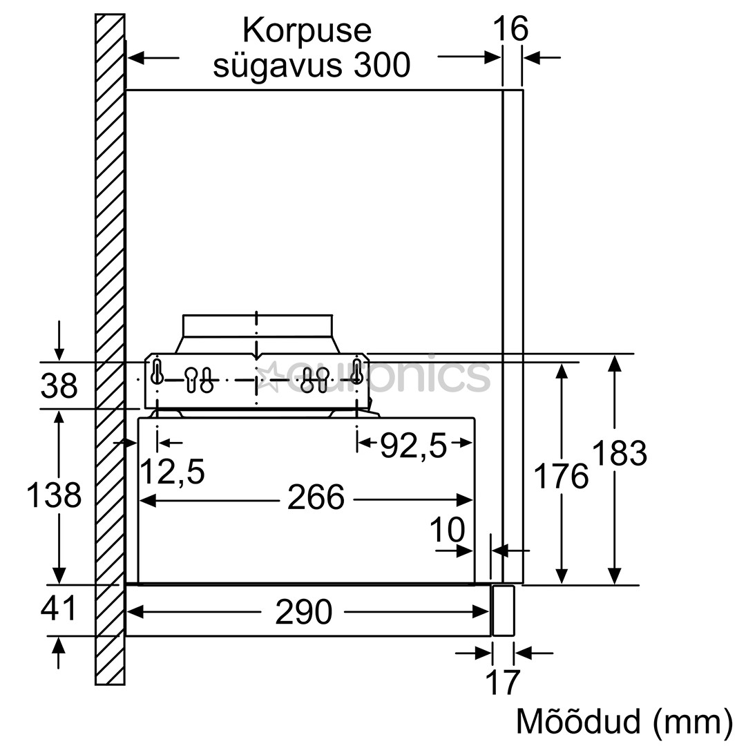 Bosch, 404 m³/h, laius 59,8 cm, hõbedane - Integreeritav õhupuhasti