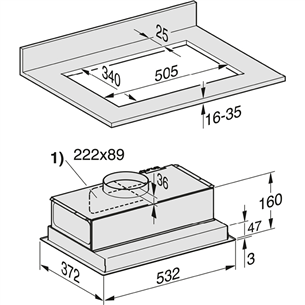 Miele, width 53.2 cm, inox - Built-in Cooker Hood