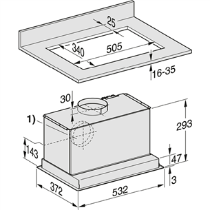 Miele, width 53.2 cm, inox - Built-in Cooker Hood