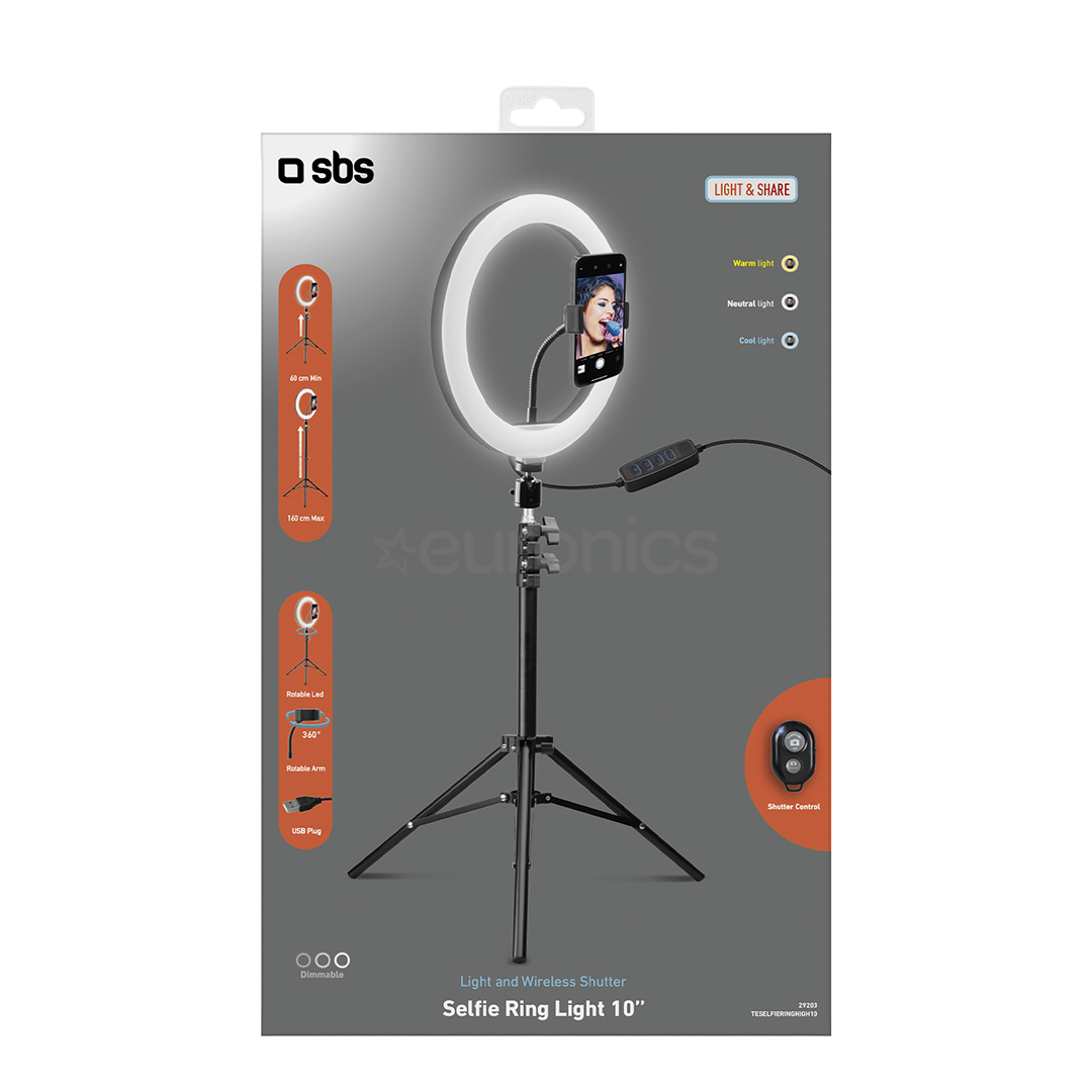 Ringvalgusega statiiv nutitelefonile SBS 10''