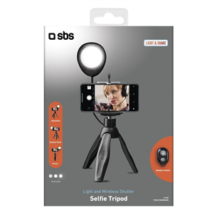 SBS, black - Tripod with selfie light and wireless shutter