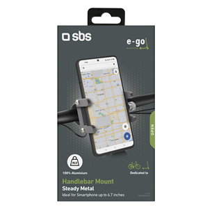 Алюминиевый держатель для телефона на велосипед или самокат SBS E-Go