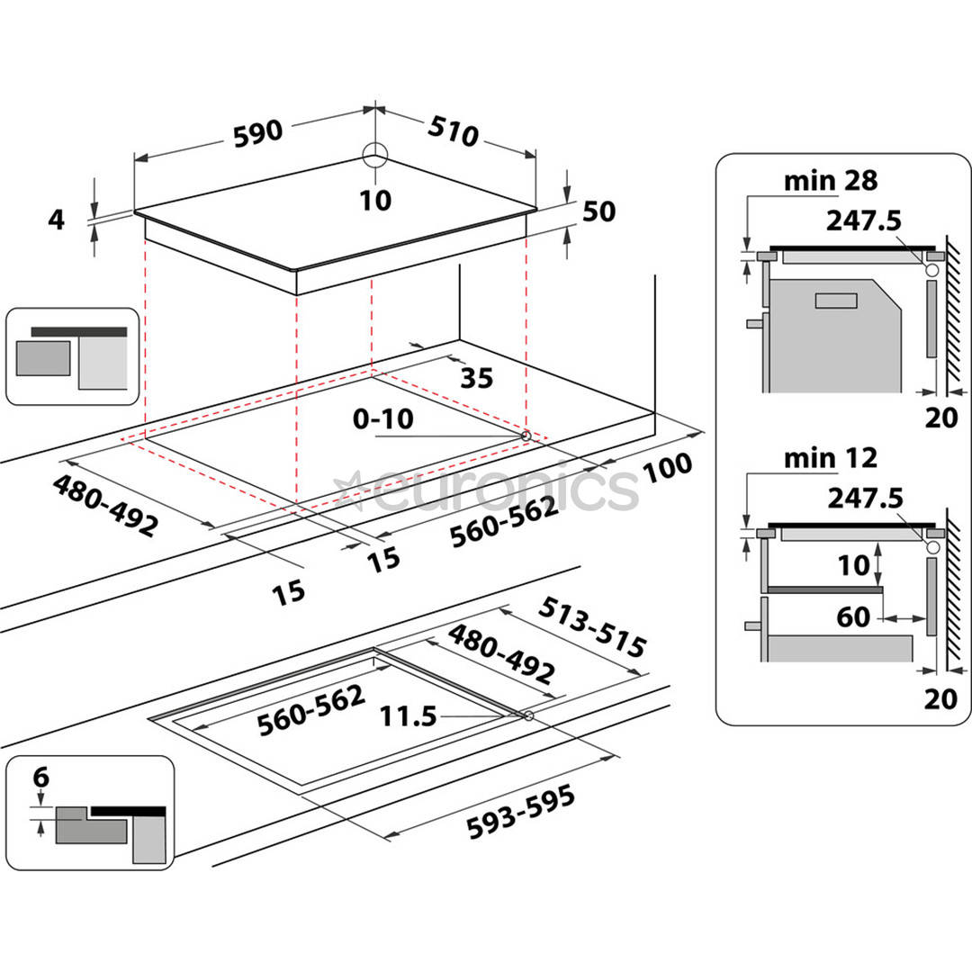 Whirlpool, width 59 cm, frameless, white - Built-in Induction Hob