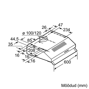 Bosch, 350 m³/h, width 60 cm, inox - Cooker Hood