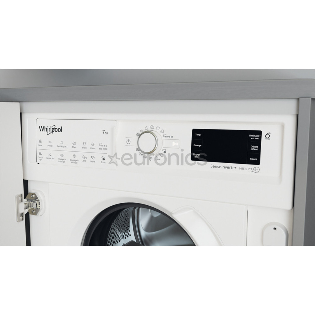 Whirlpool, 7 kg / 5 kg, sügavus 55 cm, 1400 p/min - Integreeritav kuivatiga pesumasin
