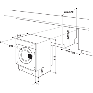 Whirlpool, 7 kg / 5 kg, sügavus 55 cm, 1400 p/min - Integreeritav kuivatiga pesumasin