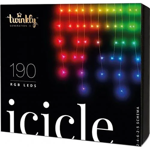 Twinkly Icicle 190 RGB LEDs (Gen II), IP44, 8.5 m, transparent - Smart Christmas Lights TWI190STP-TEU