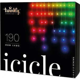 Twinkly Icicle 190 RGB LEDs (Gen II), IP44, 8.5 m, transparent - Smart Christmas Lights