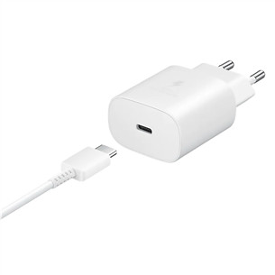 Samsung, USB-C, 25 W, white - Wall charger and USB-C cable