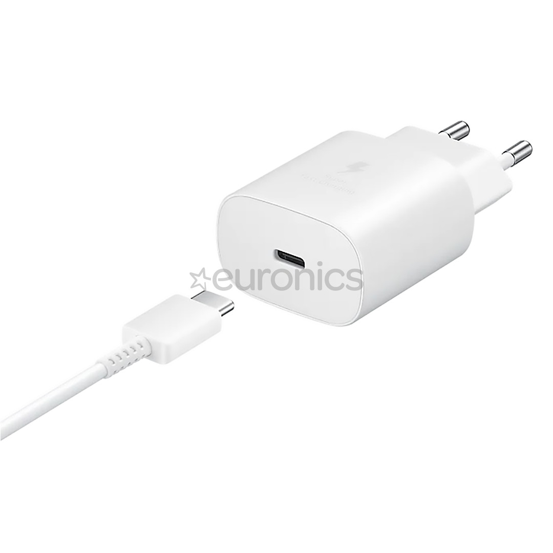 Samsung, USB-C, 25 W, white - Wall charger and USB-C cable