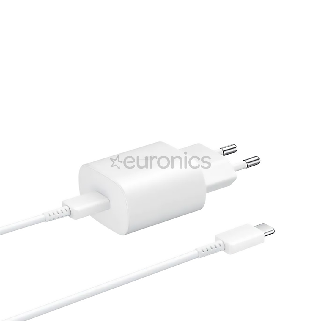 Samsung, USB-C, 25 W, white - Wall charger and USB-C cable