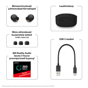 Sony WF-1000XM4, must - Täisjuhtmevabad kõrvaklapid