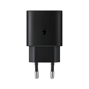 Samsung, USB-C, 25 W, must - Vooluadapter ja USB-C kaabel