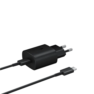 Samsung, USB-C, 25 W, black - Wall charger and USB-C cable