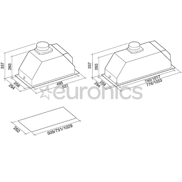 Falmec, ilma mootorita, laius 53 cm, roostevaba teras - Integreeritav õhupuhasti