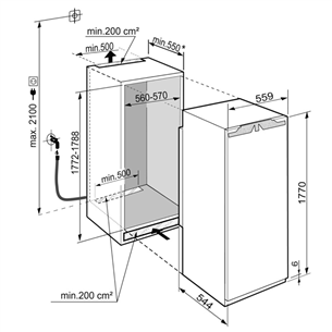 Liebherr Premium NoFrost, height 177 cm, 217 L - Built-in freezer