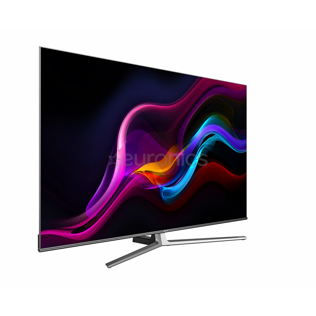 Hisense ULED 4K UHD, 55", jalg keskel, tumehall - Teler