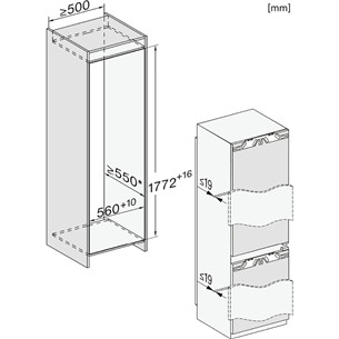 Miele, 244 L, kõrgus 177 cm - Integreeritav külmik