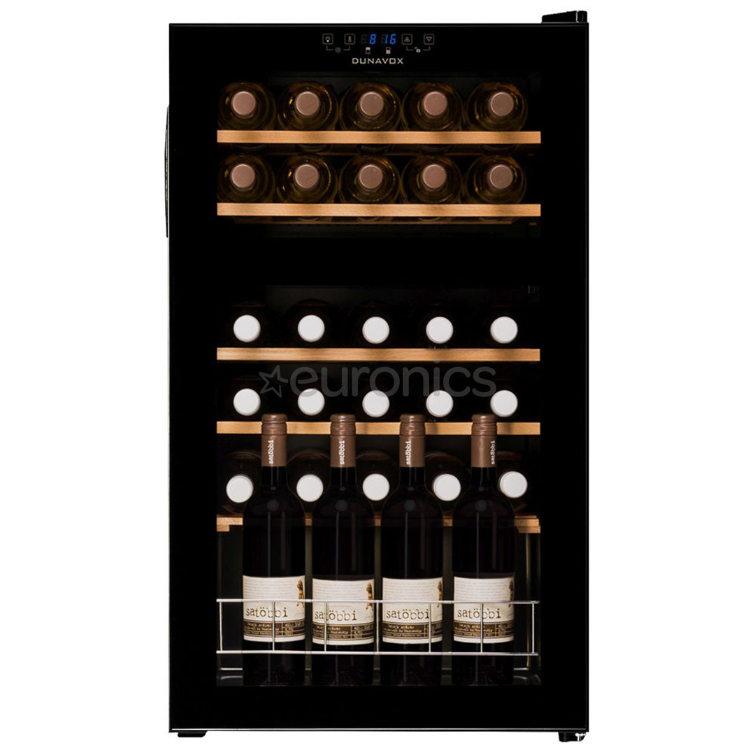 Dunavox, 30 bottles, height 84 cm, black - Wine Cooler