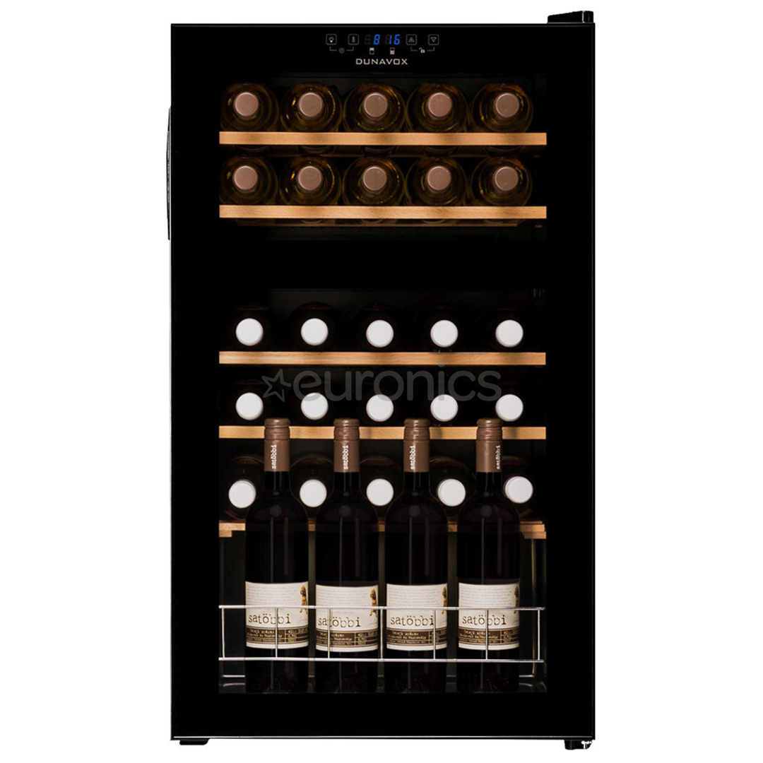 Dunavox, 30 bottles, height 84 cm, black - Wine Cooler