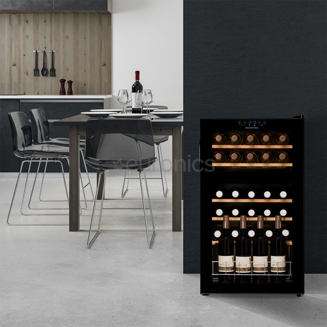 Dunavox, 30 bottles, height 84 cm, black - Wine Cooler