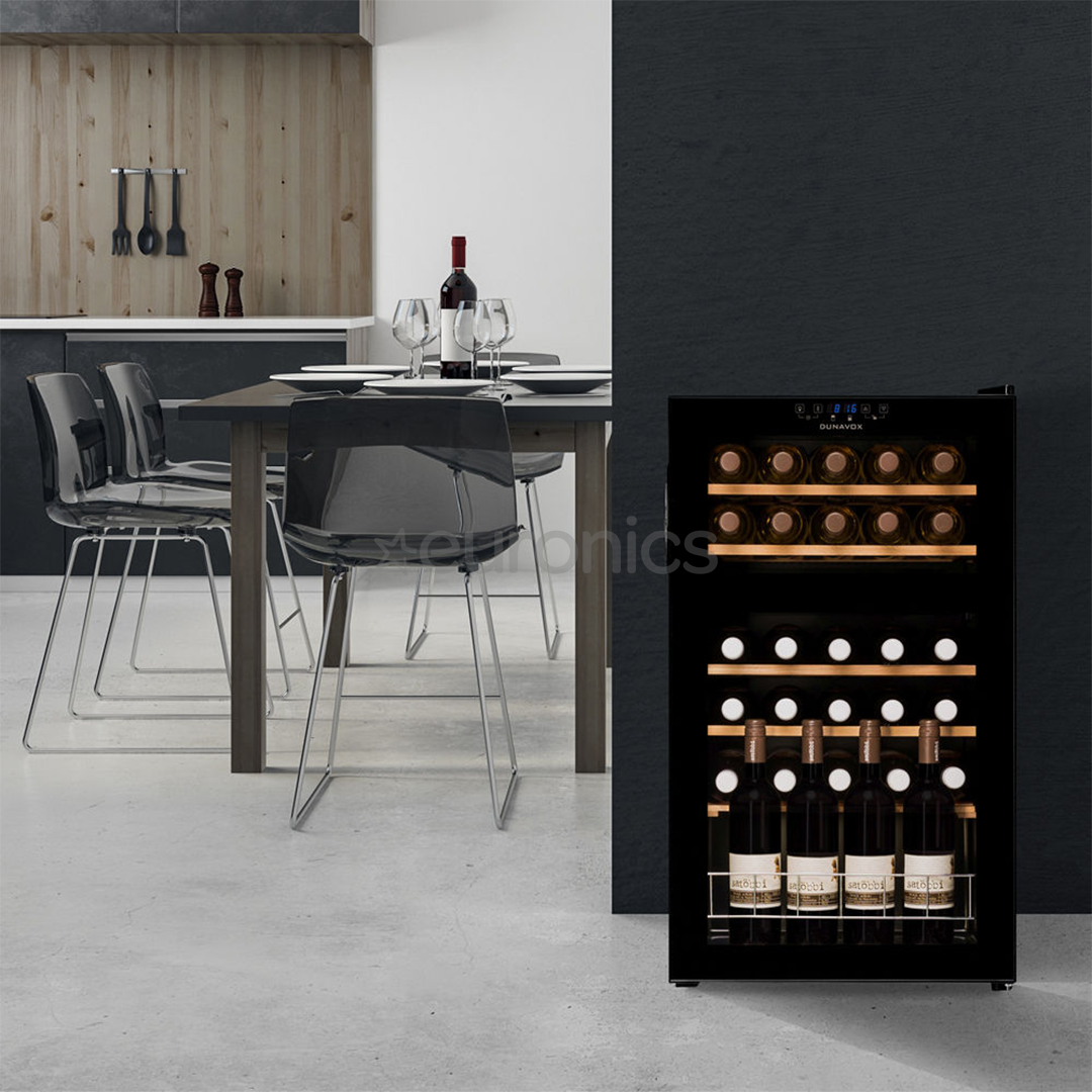Dunavox, 30 bottles, height 84 cm, black - Wine Cooler