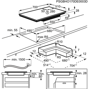 AEG, laius 70 cm, raamita, must - Integreeritav induktsioonpliidiplaat