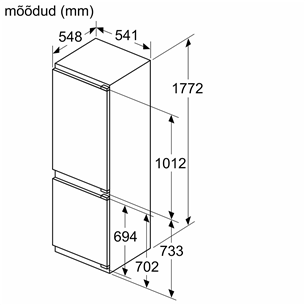 Bosch, 267 L, height 178 cm - Built-in Refrigerator