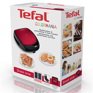 Tefal Snack Time, 700 Вт, черный/красный - Контактный тостер со сменными панелями