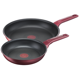 Tefal Daily Chef, diameter 22/28 cm, black/red - 2-piece frypan set