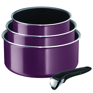 Tefal Ingenio Essential, диаметр 16/18/20 см, Фиолетовый - Комплект кастрюль + ручка