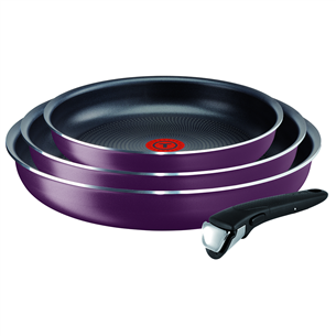 Tefal Ingenio Essential, диаметр 22/24/26 см, фиолетовый/черный - Комплект сковородок + ручка