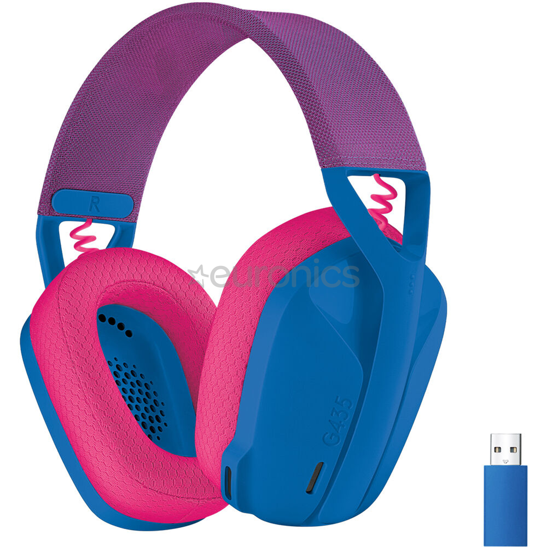 Logitech G435 Lightspeed, sinine/roosa - Mänguri juhtmevaba peakomplekt