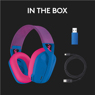 Logitech G435 Lightspeed, sinine/roosa - Mänguri juhtmevaba peakomplekt