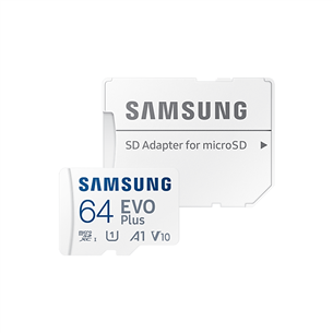 Карта памяти Micro SDXC + SD-адаптер Samsung EVO Plus 2021 (64 ГБ)