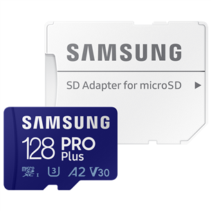 Micro SDXC mälukaart Samsung PRO Plus 2021 + SD adapter (128 GB)