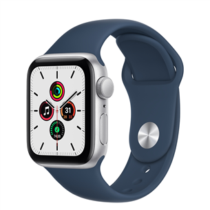 Apple Watch SE GPS, 40mm Silver/Blue, Regular - Nutikell MKNY3EL/A
