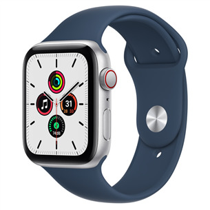 Apple Watch SE GPS + Cellular, 44mm Silver/Blue, Regular - Nutikell MKRY3EL/A