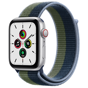 Apple Watch SE GPS + Cellular, 44mm Silver/Blue-Green - Nutikell MKT03EL/A