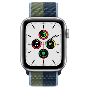 Apple Watch SE GPS + Cellular, 44mm Silver/Blue-Green - Smartwatch