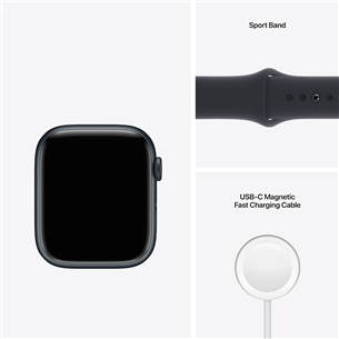 Apple Watch Series 7 GPS, 45 мм, Midnight, Regular - Смарт-часы