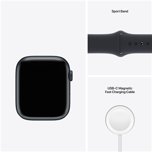 Apple Watch Series 7 GPS + Cellular, 45 mm Midnight, Regular - Smartwatch