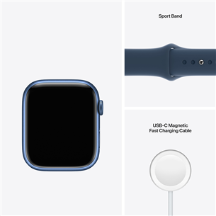 Apple Watch Series 7 GPS + Cellular, 45 mm Blue, Regular - Smartwatch