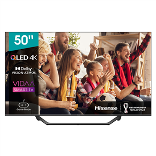 Hisense A7GQ, QLED 4K UHD, 50", jalg keskel, must - Teler