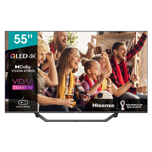 Hisense A7GQ, QLED 4K UHD, 55", центральная подставка, черный - Телевизор