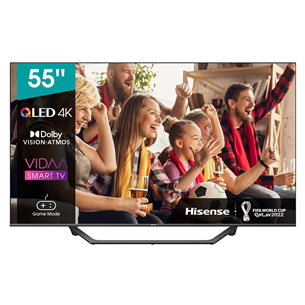 Hisense A7GQ, QLED 4K UHD, 55", central stand, black - TV