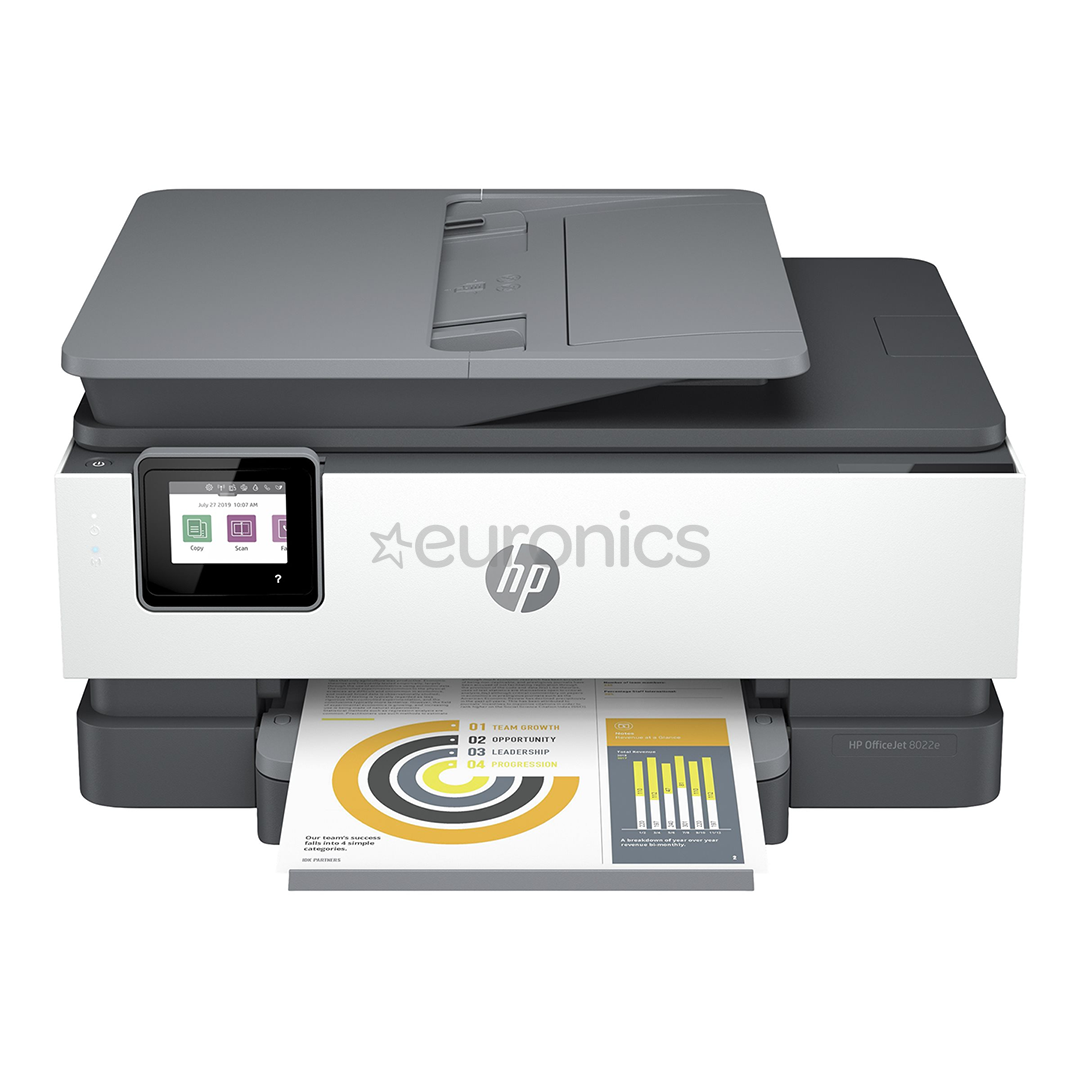 HP Officejet Pro 8022e All-in-One, BT, WiFi, LAN, белый/серый - Многофункциональный цветной струйный принтер