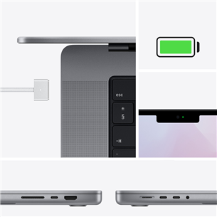 Apple MacBook Pro 14'' (2021), M1 Pro 10C/16C, 16 ГБ, 1 ТБ, ENG, серый - Ноутбук