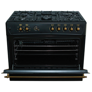 Ravanson, 107 L, black - Freestanding Gas Cooker with Electric Oven