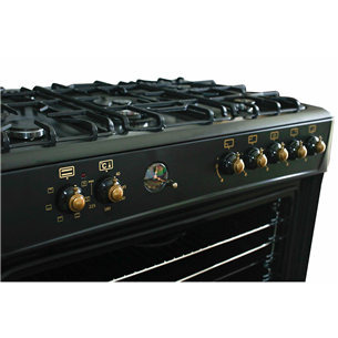 Ravanson, 107 L, black - Freestanding Gas Cooker with Electric Oven